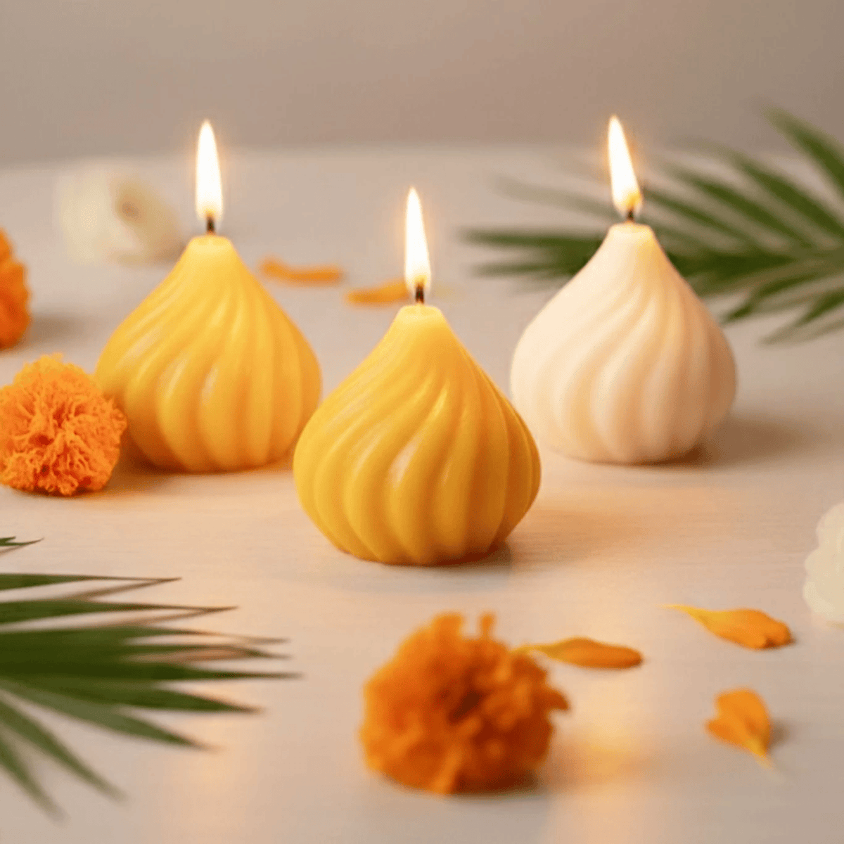 Modak Shaped Scented Candles, Pack of 4: Bappa's Favourite Sweet