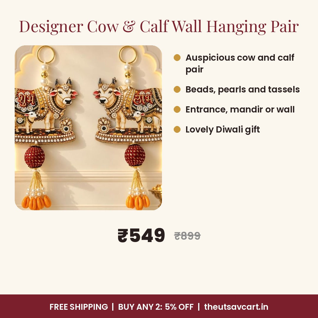 Designer Cow & Calf Wall Hanging Pair
