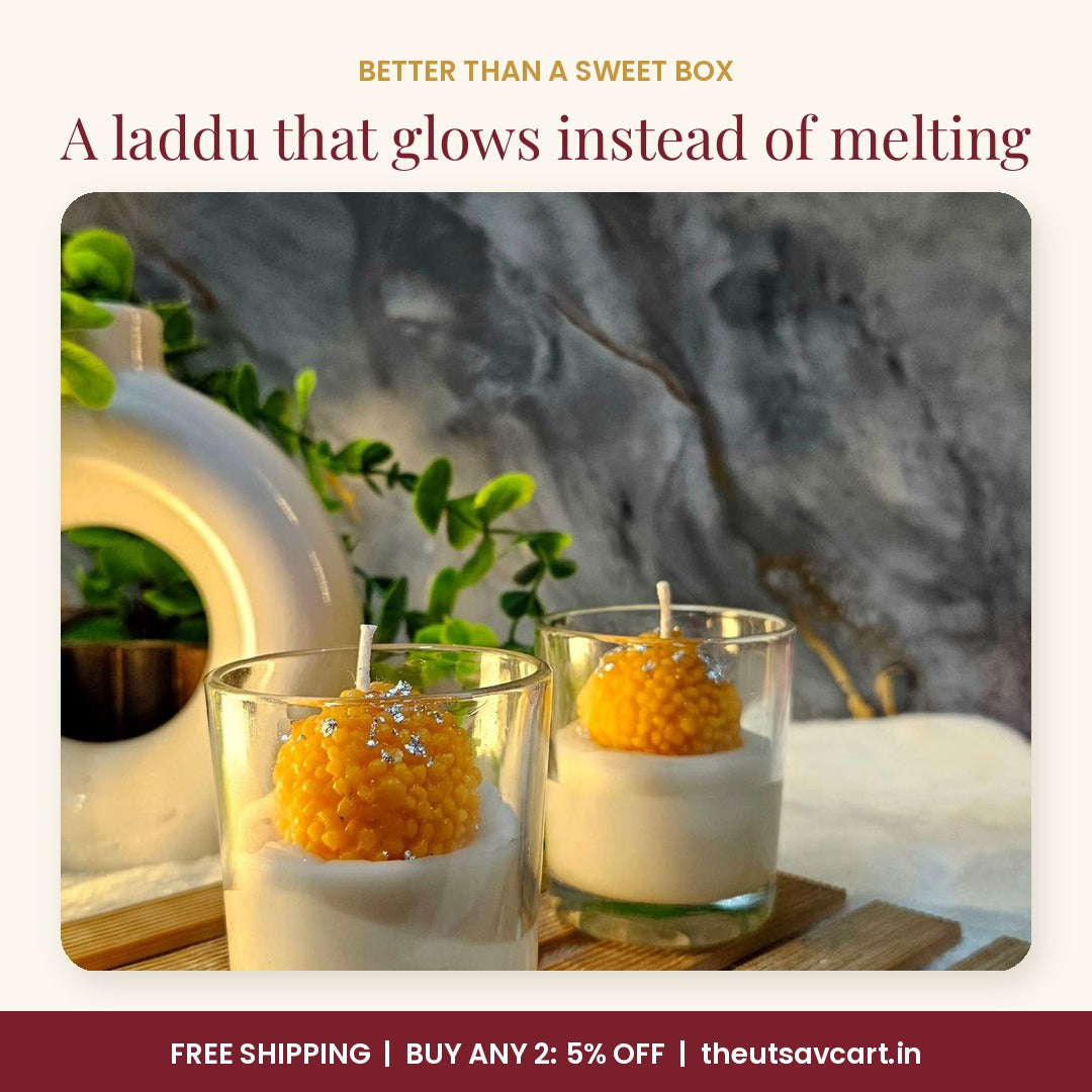 Glass Laddu Candles, Pack of 2