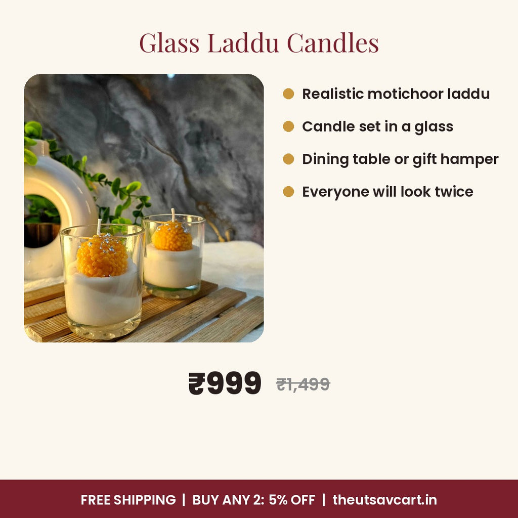 Glass Laddu Candles, Pack of 2