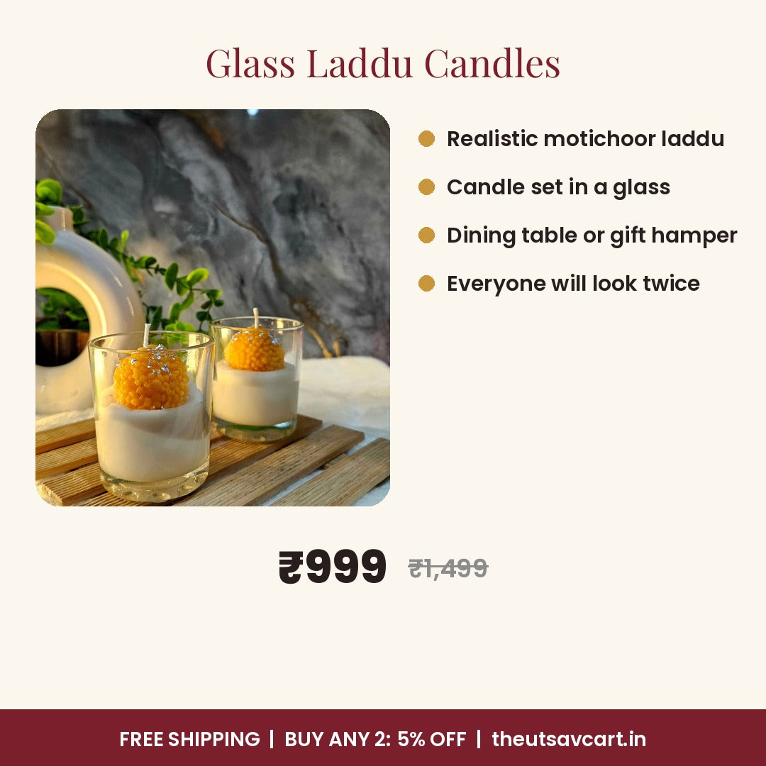 Glass Laddu Candles, Pack of 2