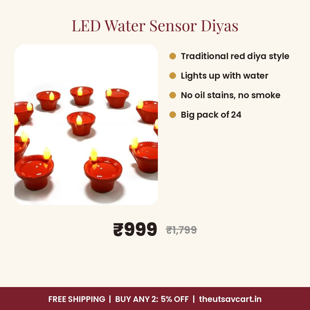 LED Water Sensor Diyas, Big Pack of 24