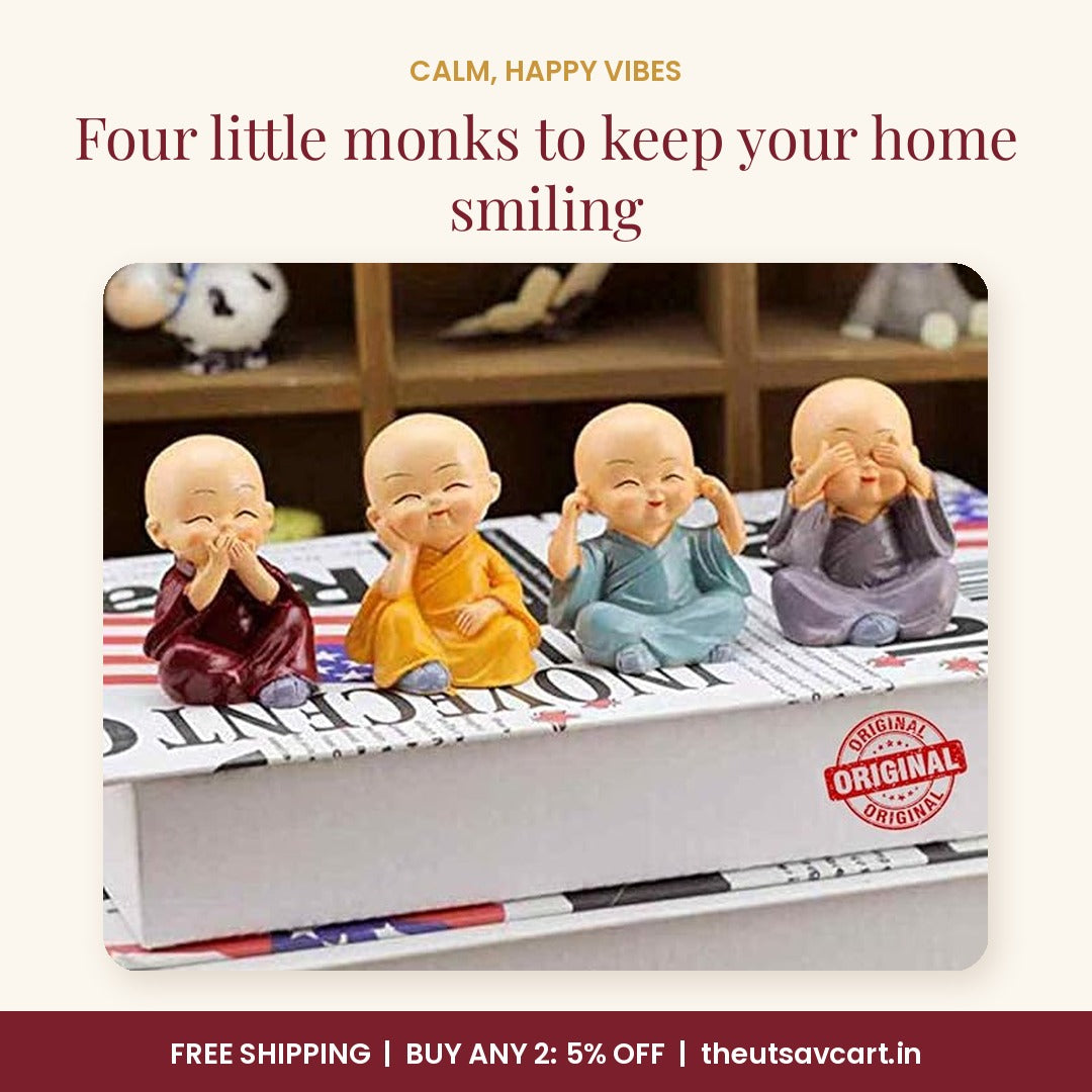 Laughing Buddha Monk Set of 4