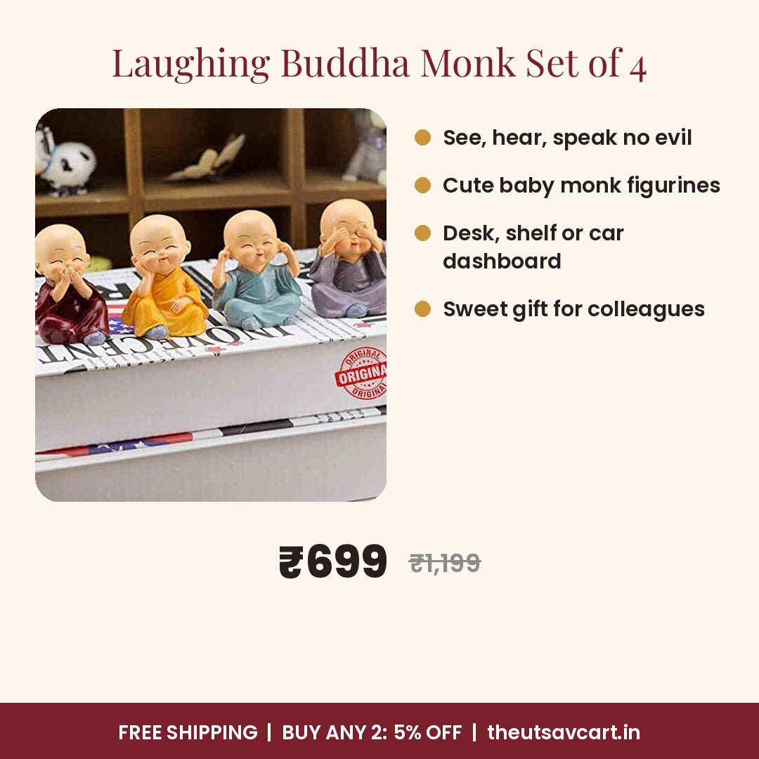 Laughing Buddha Monk Set of 4