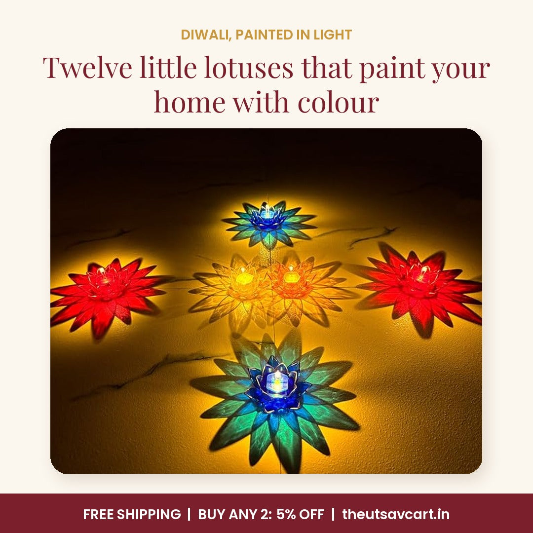 Lotus Reflection Diyas, Pack of 12