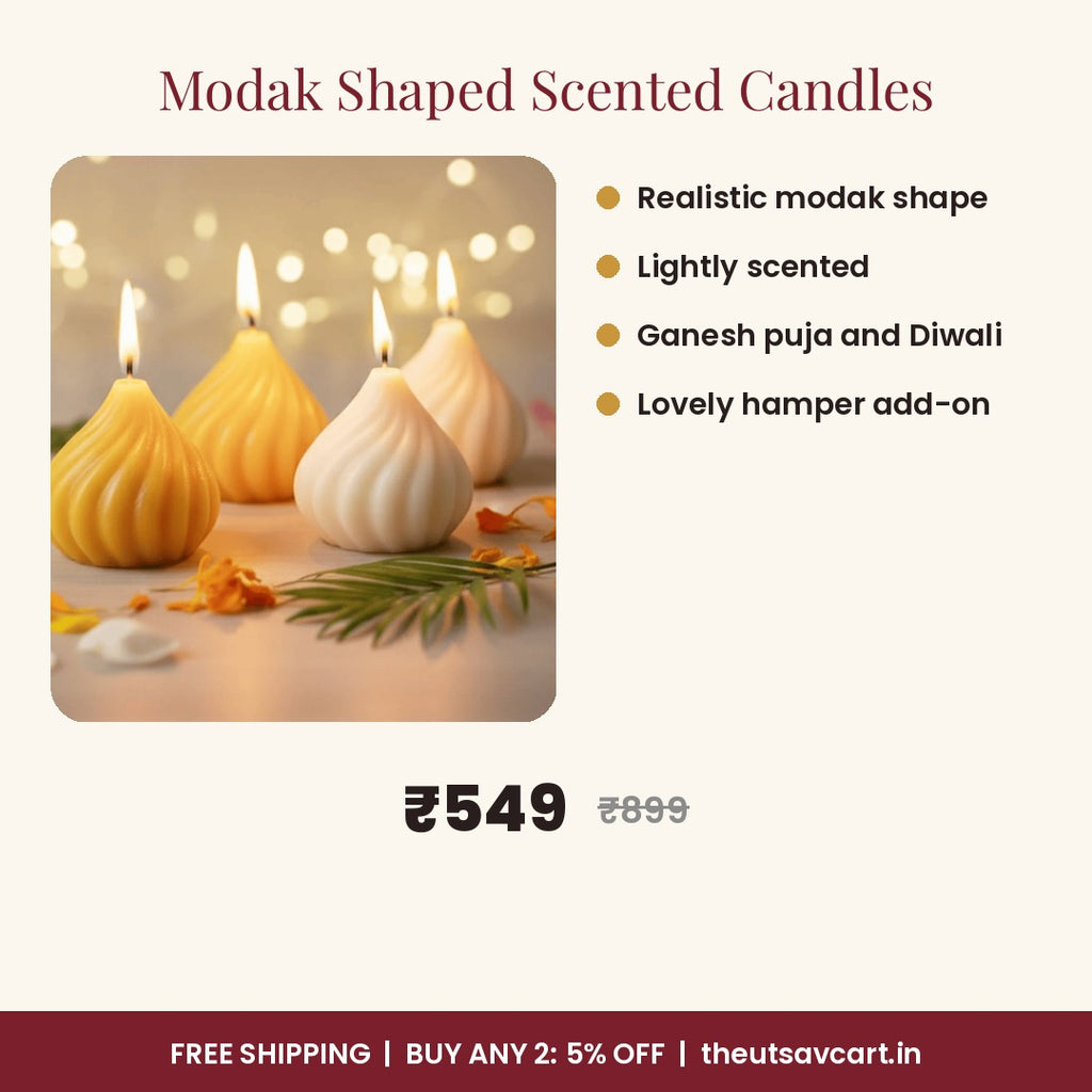 Modak Shaped Scented Candles, Pack of 4