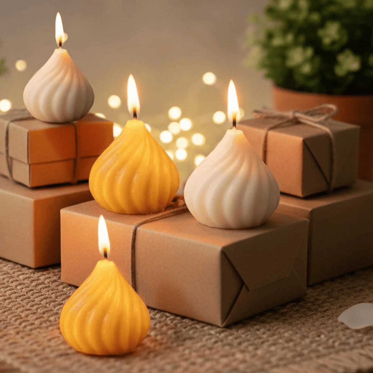 Modak Shaped Scented Candles, Pack of 4: Bappa's Favourite Sweet