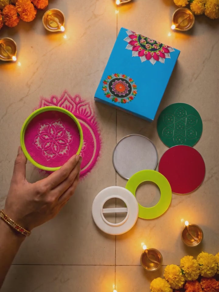 Making rangoli with the Magic Rangoli Kit