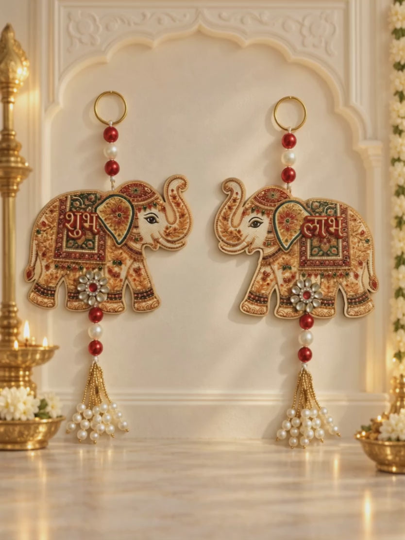 Shubh Labh elephant wall hangings